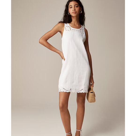 J.Crew Dresses & Skirts - NWT J.Crew Maxine Eyelet Shift Dress In Linen White Size M